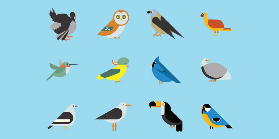 Birds Vector Icon Collection spring pastel vector template