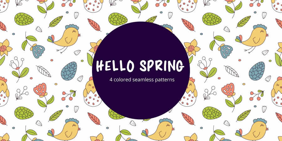 Hello Spring Vector Seamless Pattern spring pastel vector template