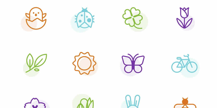 12 Spring Vector Icons spring pastel vector template