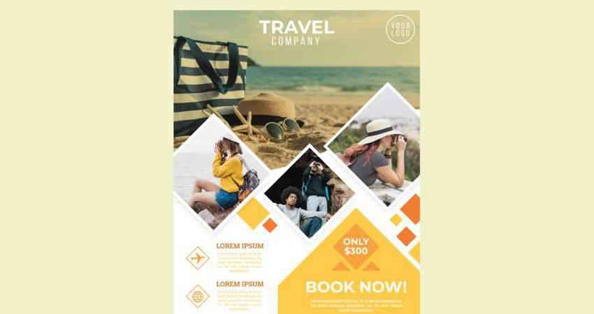 Travel Company Vector Flyer Template Illustrator EPS