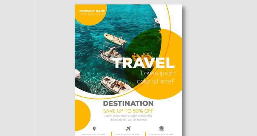 Travel Destination Vector Flyer Template Illustrator EPS