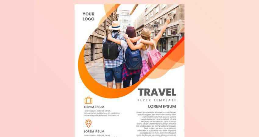 Traveling Friends on Holiday Vector Flyer Template Illustrator EPS