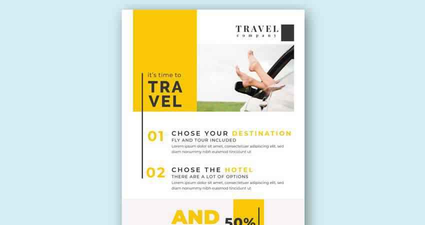 Modern Travel Flyer Vector Template Photoshop PSD