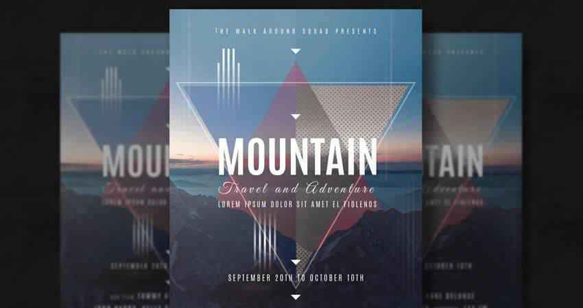 Mountain Holiday Travel Flyer Template Photoshop PSD