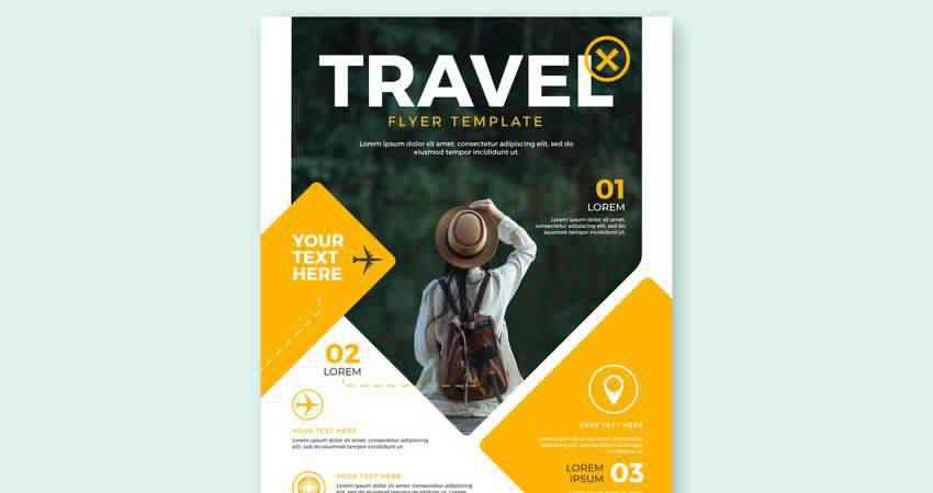 Vector Travel Flyer Template Illustrator EPS