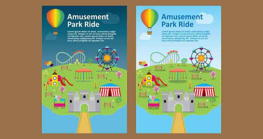 Amusement Park Flyer Vector Template AI