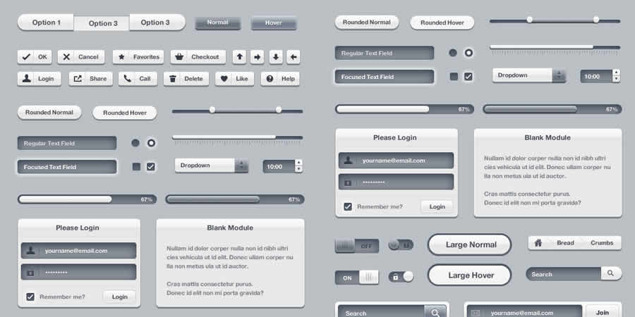 3D Free Web UI Kit Photoshop PSD