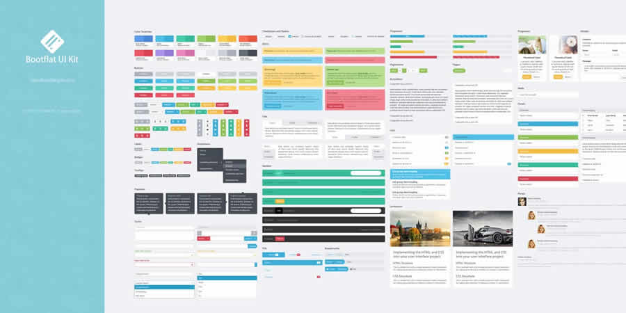 Bootflat Free Web UI Kit Photoshop PSD