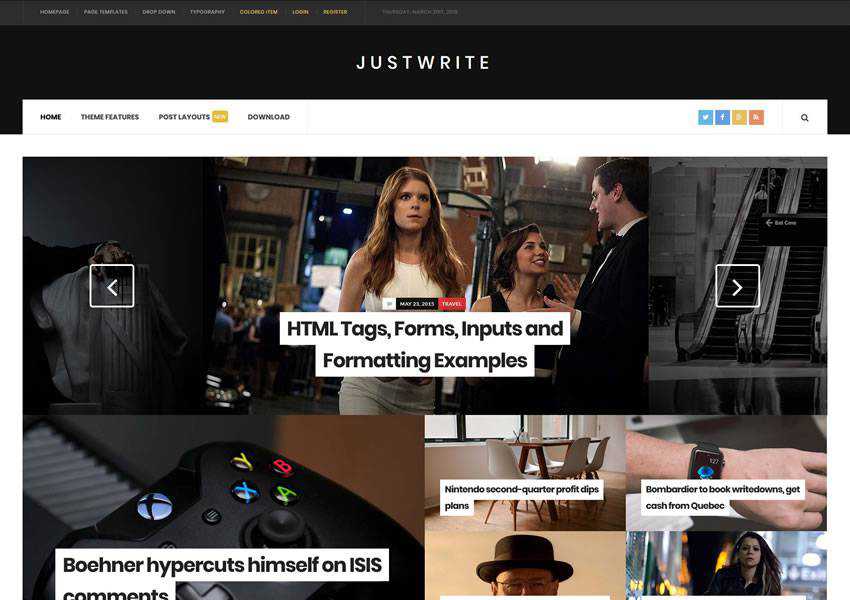 JustWrite free wordpress theme wp responsive template blog writer longform article