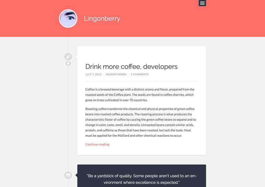 Lingonberry Simple free wordpress theme wp responsive template blog writer longform article