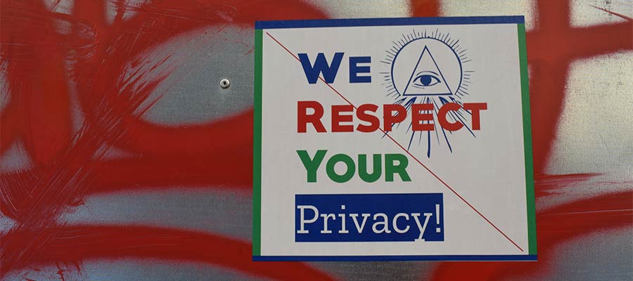 A sign that reads, "We respect your privacy".