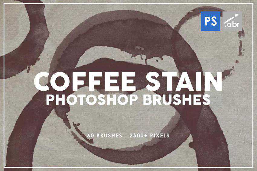 Coffee Stain grunge distressed photoshop brush pack set adobe