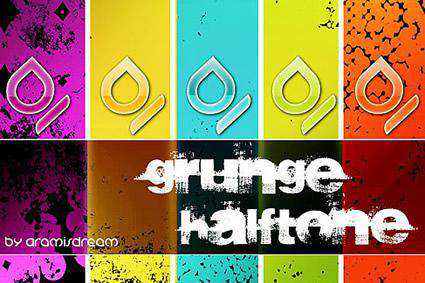 Halftone grunge distressed free photoshop brush pack set adobe