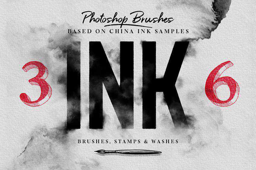 Ink grunge distressed photoshop brush pack set adobe