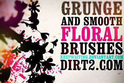 Floral grunge distressed free photoshop brush pack set adobe