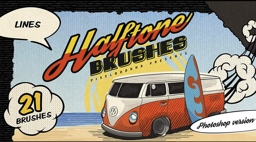 Halftone Lines Vintage Photoshop Brushes Free