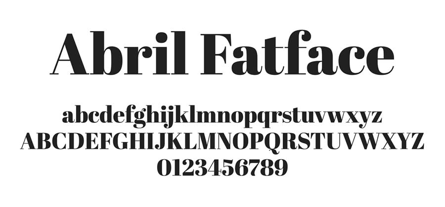 Abril Fatface Serif Free Heavy Bold Typeface Font Family