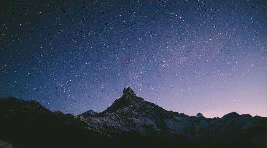 Mountain Stars at Night desktop wallpaper hd 4k high-resolution