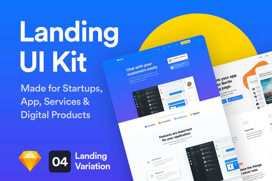 UI Kits Landing Page web design layout adobe photoshop template free psd format