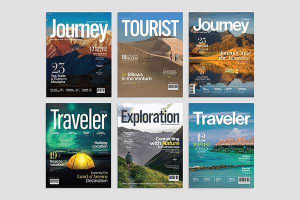 Travel Magazine Cover Photoshop Template Set