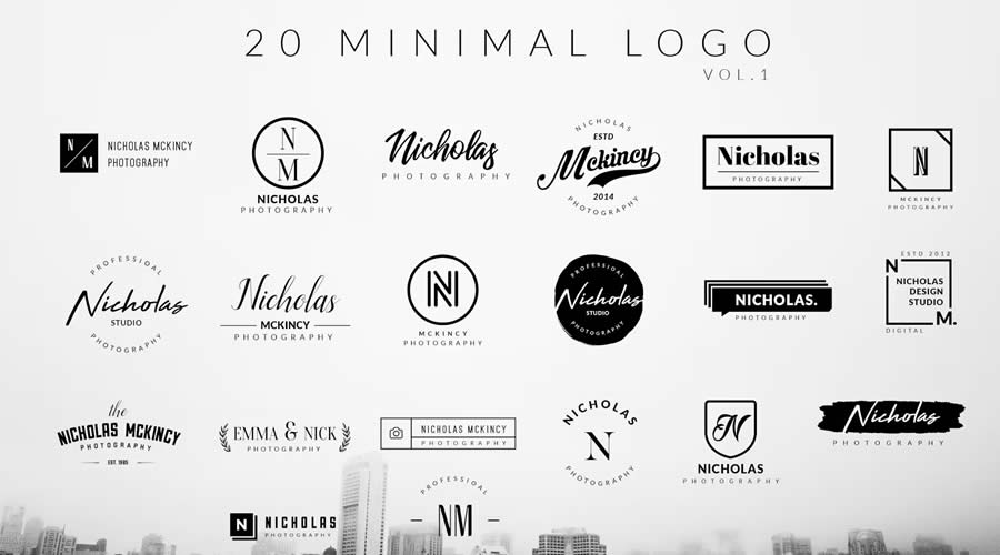 minimal ai illustrator psd photoshop logo template brand collection pack