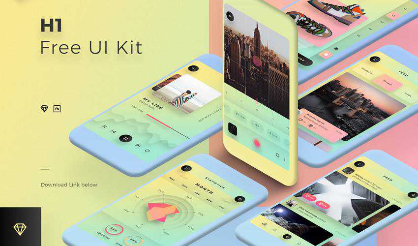 h1 sketch mobile app ui kit sketch ux format free design creative sketch.app