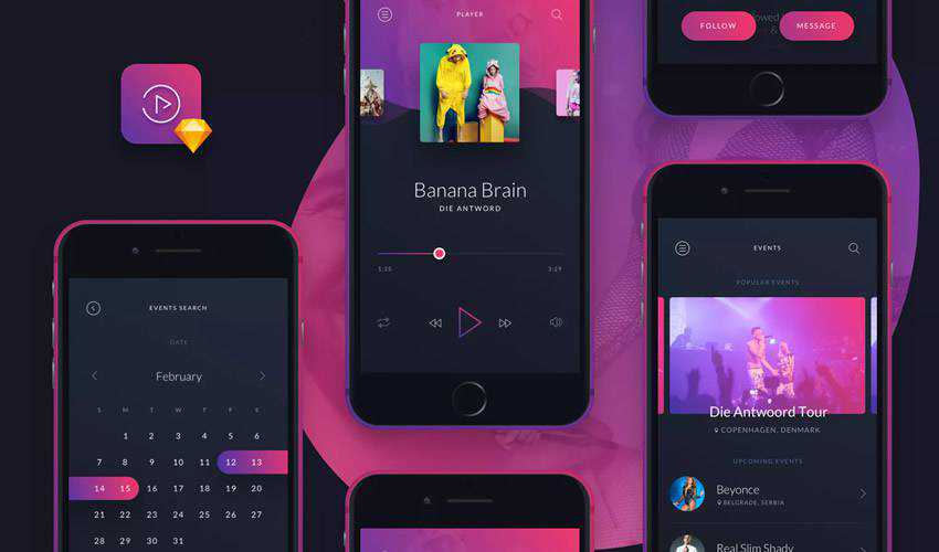 music sketch mobile app ui kit sketch ux format design creative sketch.app