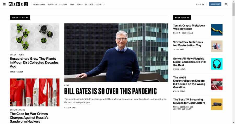 Wired magazine web design layout newspaper inspiration