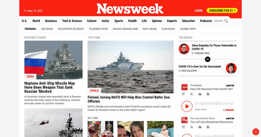 Newsweek magazine web design layout newspaper inspiration