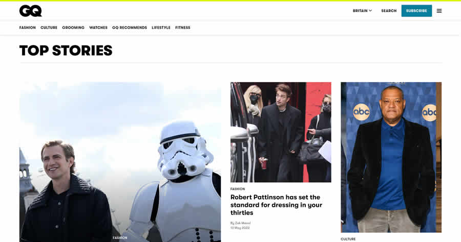 GQ magazine web design layout newspaper inspiration