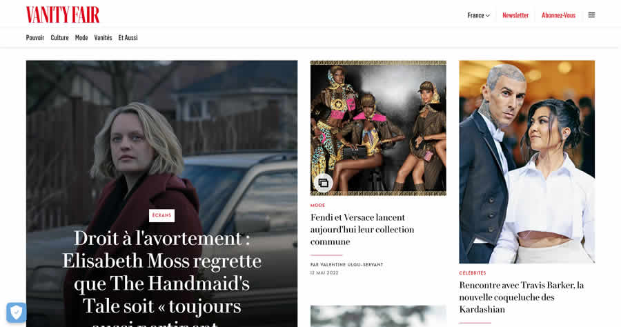 Vanity Fair magazine web design layout newspaper inspiration