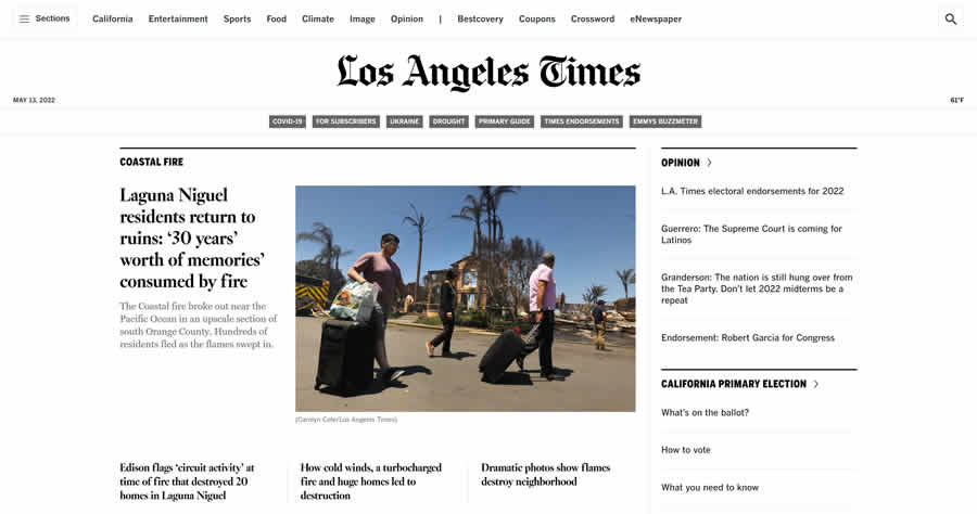 Los Angeles Times magazine web design layout newspaper inspiration