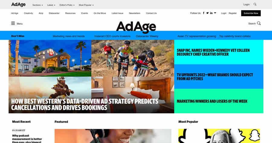 Ad Age magazine web design layout newspaper inspiration