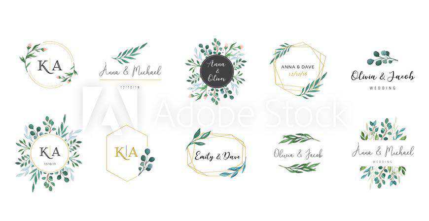 Monogram Hand-Drawn Wedding Logo Template