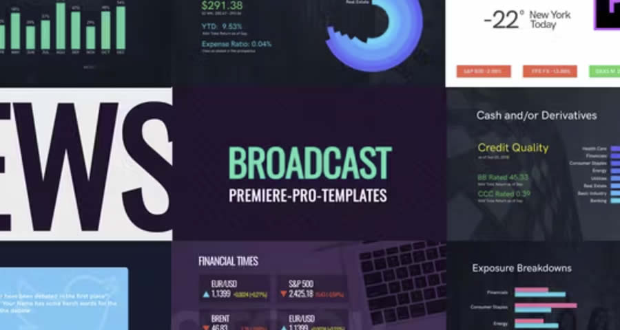 Market News Mogrt Pack for Premiere Pro