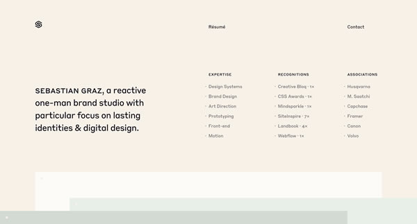 Sebastian Graz Personal Portfolio Website Inspiration 2024