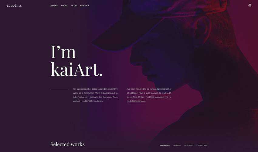 Kaiart photographer portfolio camera website web design inspiration ui ux