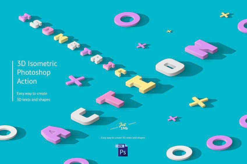 3D Isometric Photoshop Action