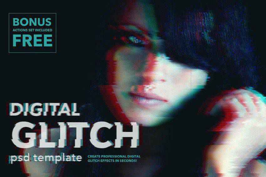 Digital Glitch Effect Photoshop Actions