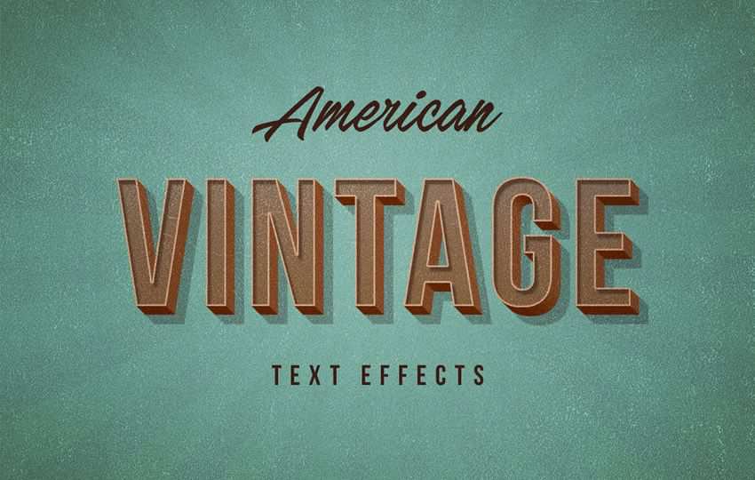 Free Photoshop Layer Styles American Vintage PSD Text Effect