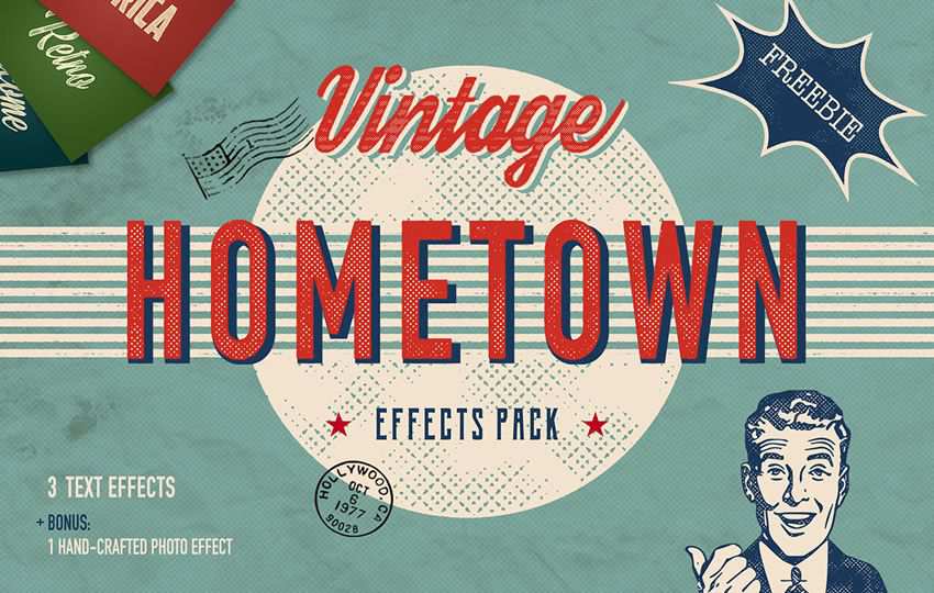 Photoshop Layer Styles PSD Free Hometown Vintage Text Effects