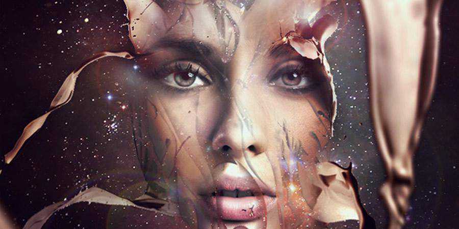 Futuristic Abstract Portrait tutorial graphic designers Photoshop