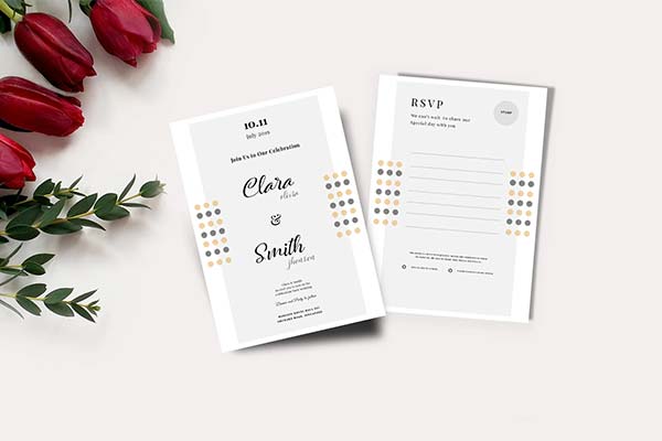 Wedding Invitation & RSVP Cards Template PSD