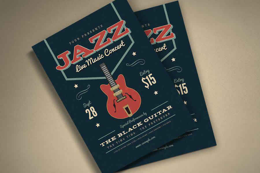 Music Jazz Flyer poster mockup template format Adobe Photoshop Illustrator