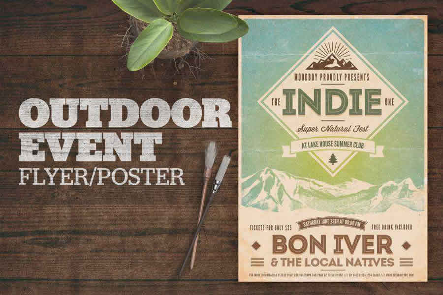 Outdoor Event poster mockup template format Adobe Photoshop