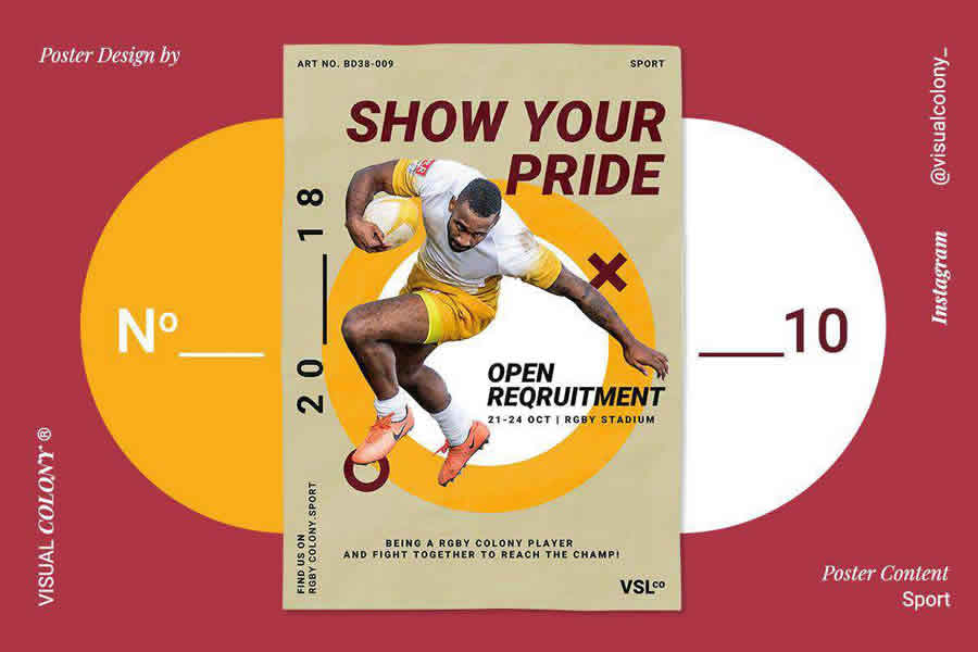 sport poster mockup template format Adobe Photoshop