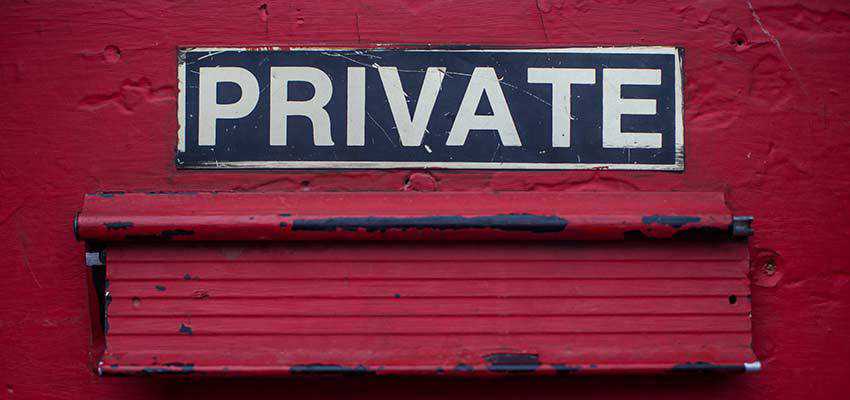 A sign that reads "PRIVATE".