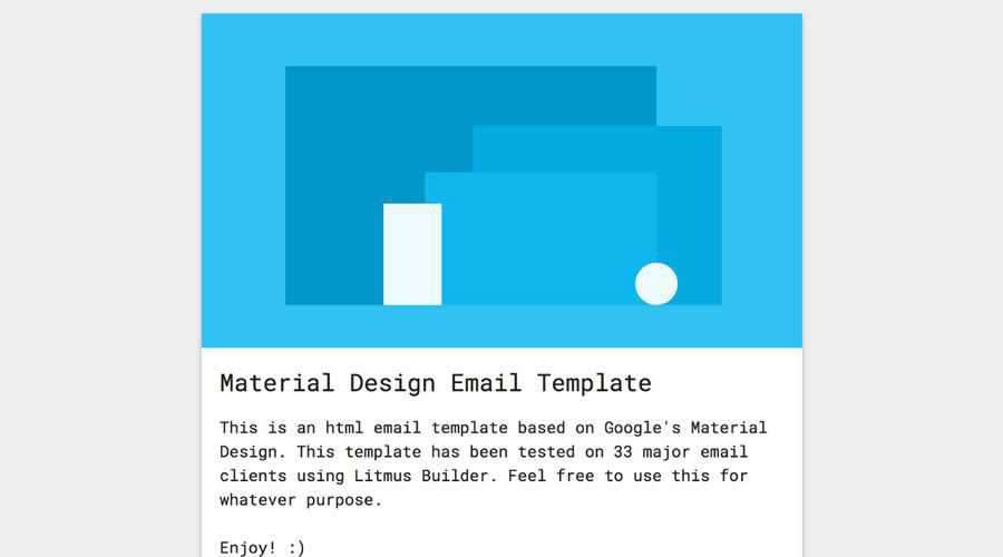 Material Design HTML free responsive newsletter template email