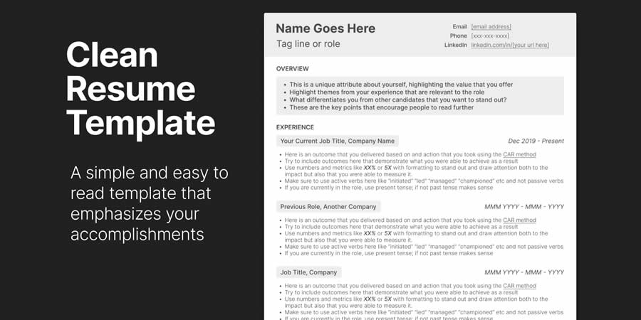 Clean & Simple Resume CV Template Job Application Figma Design