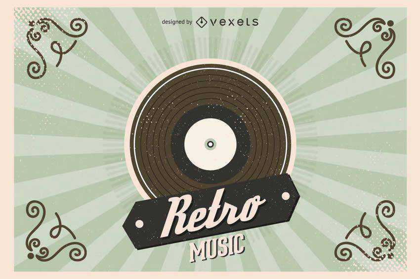 Retro Vinyl Record Illustration free vector template illustrator ai eps vintage